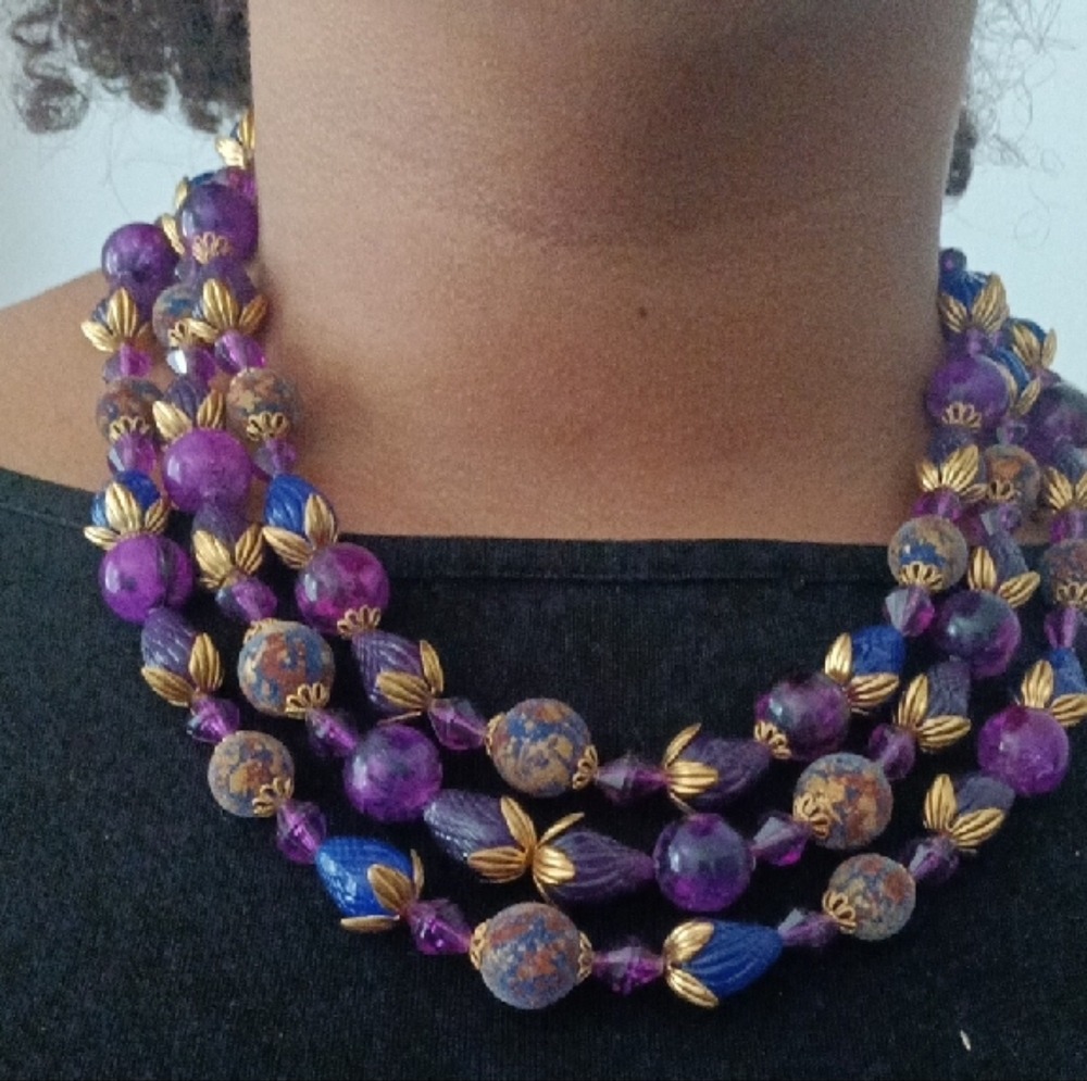 Elegant Purple and Gold Layered Necklace